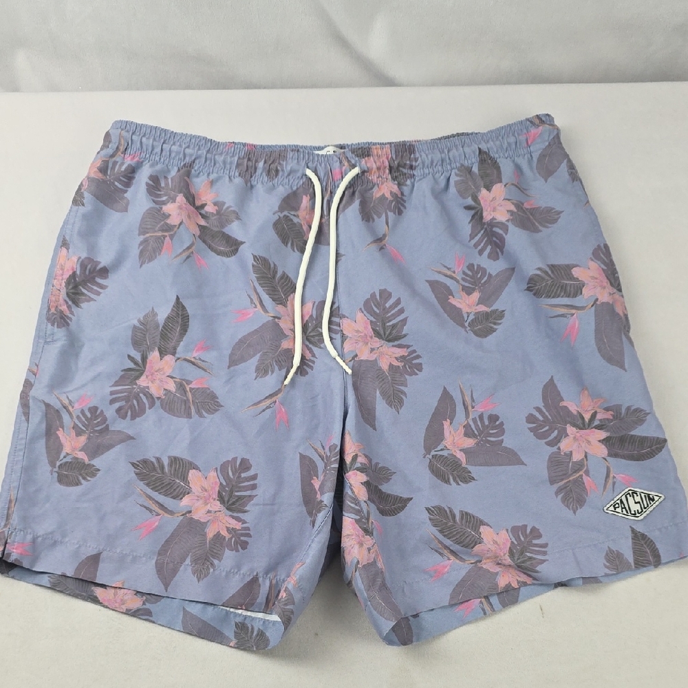 PacSun Blue‎ Tropical Floral Lined Swim Trunks Size Med BS53